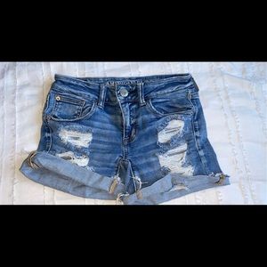 American Eagle Ripped Blue Jean Shorts